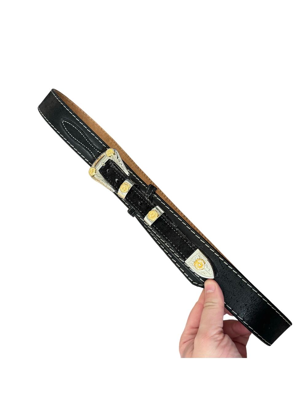 Vtg Western Frontier Series black leather belt